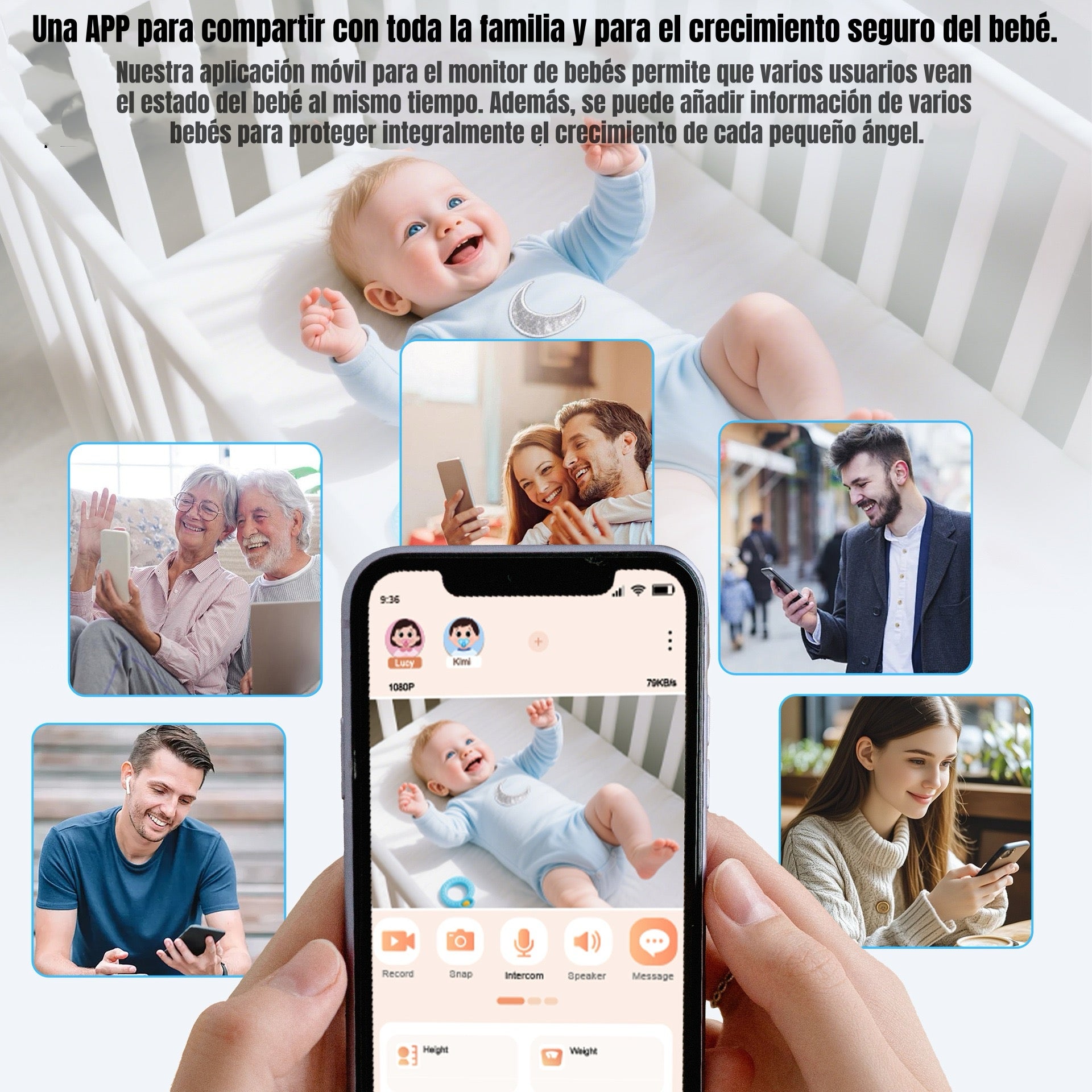 Cámara Monitor LuBabycas Con APP Luz 4,3″1080P ABM206