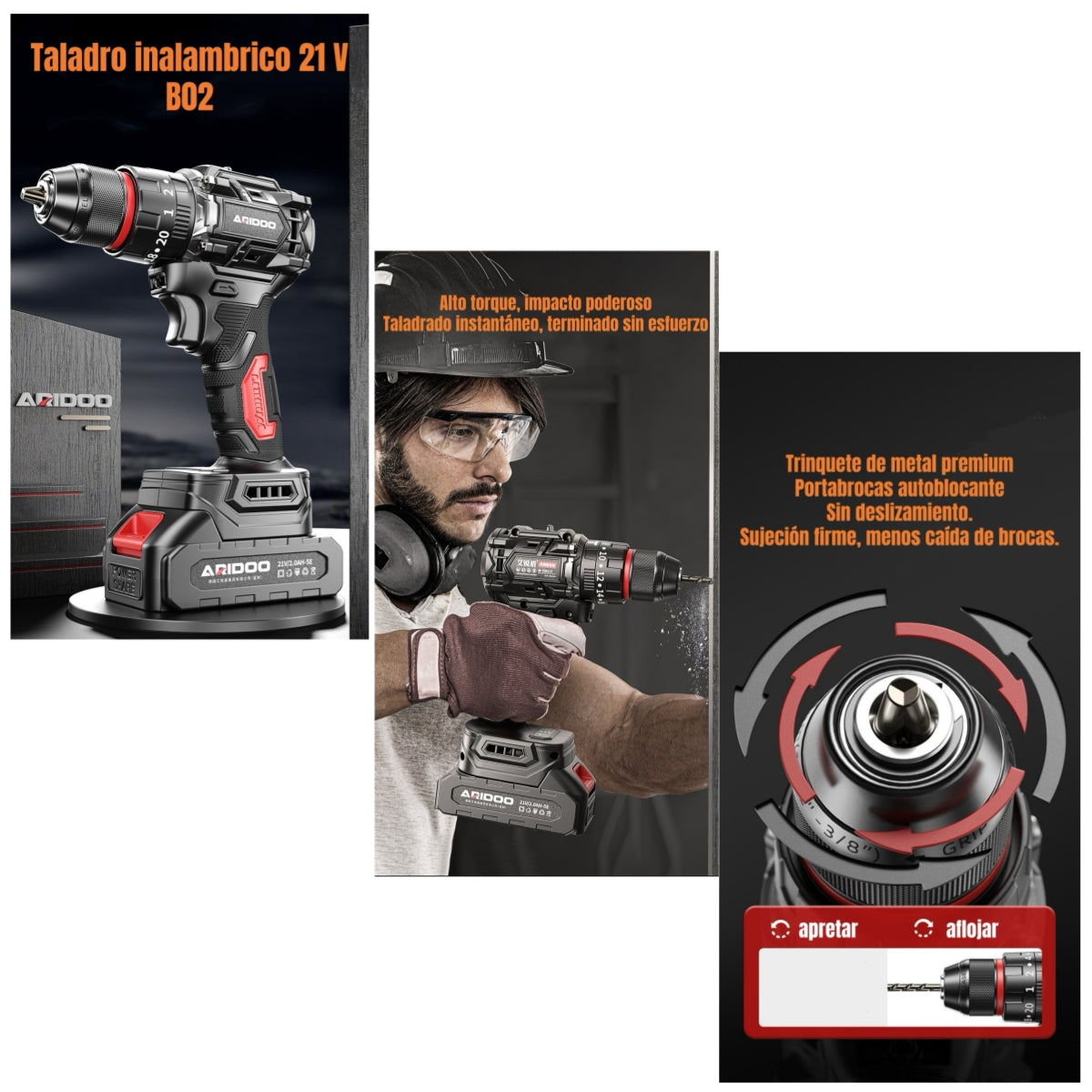 Kit Taladro Atornillador Inalámbrico 21V 2 Baterías B02