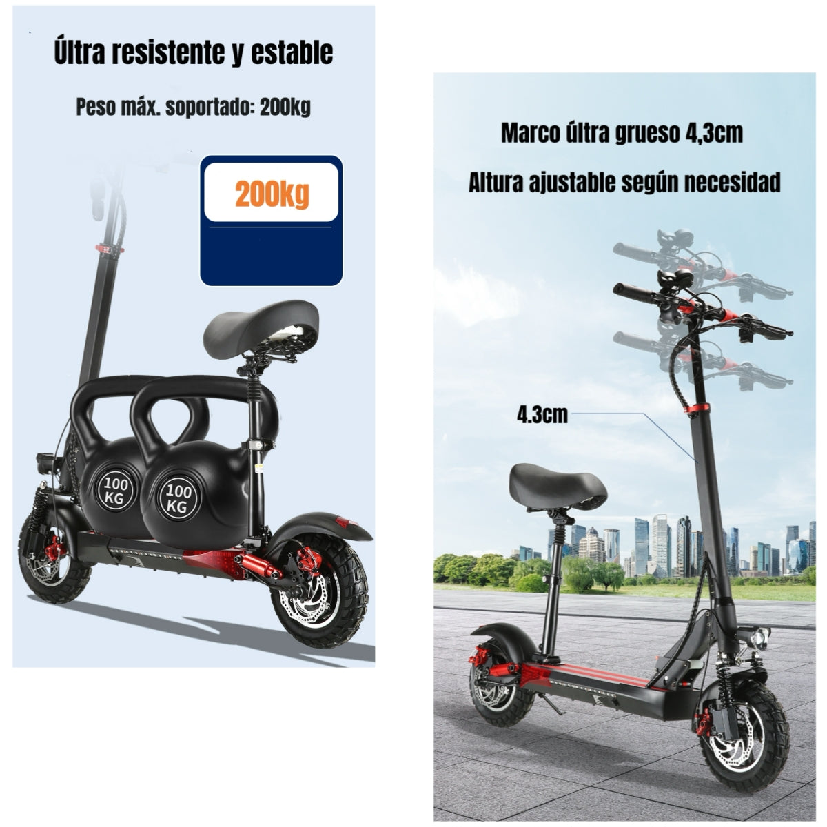 Scooter Adulto Eléctrico 40KM 48V 350W Edge Negro