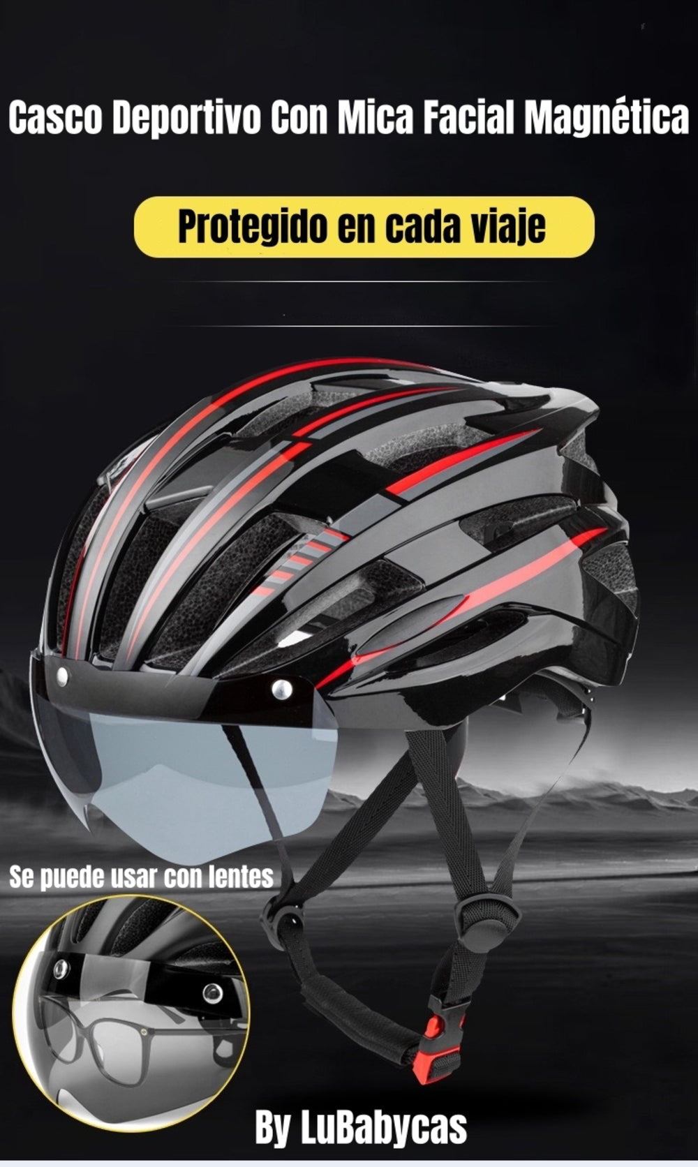 Casco Bicicleta Con Mica Facial Magnética LuBabycas