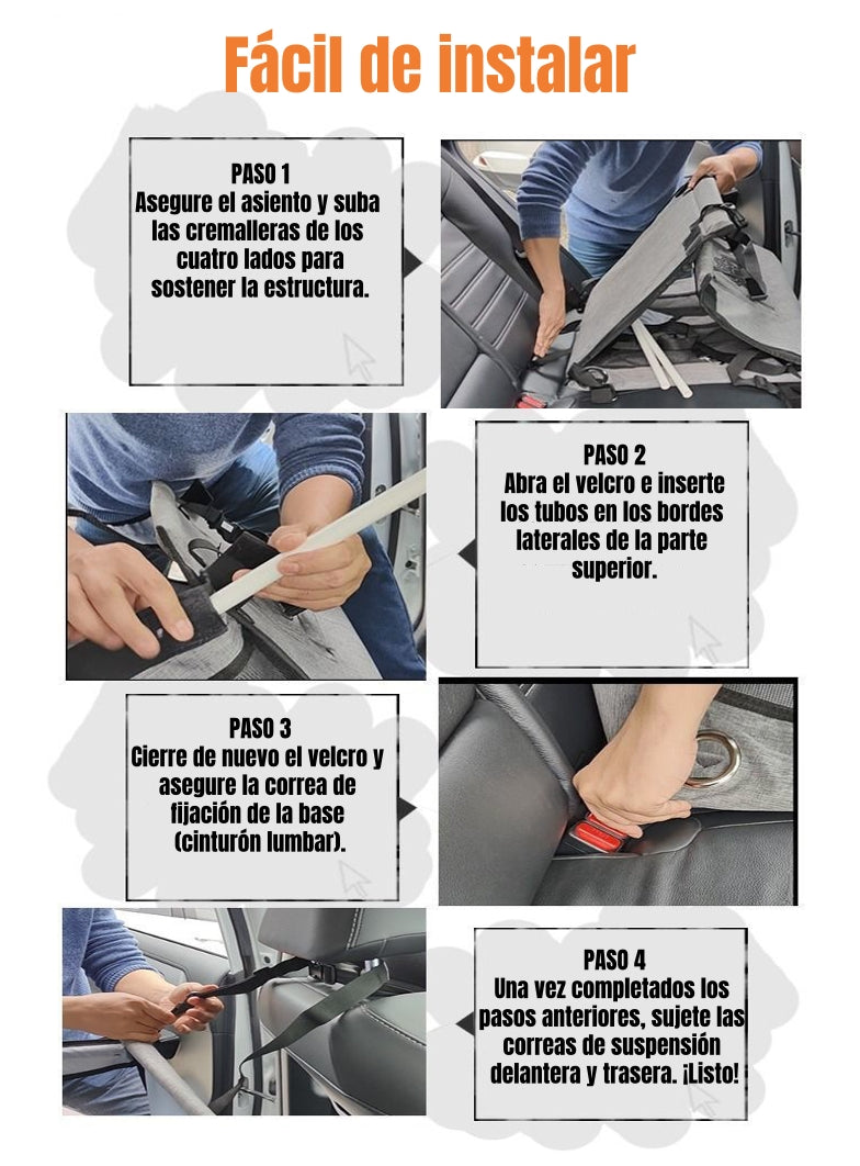 Asiento De Auto 49cm Perros Plegable Con Protector Guard