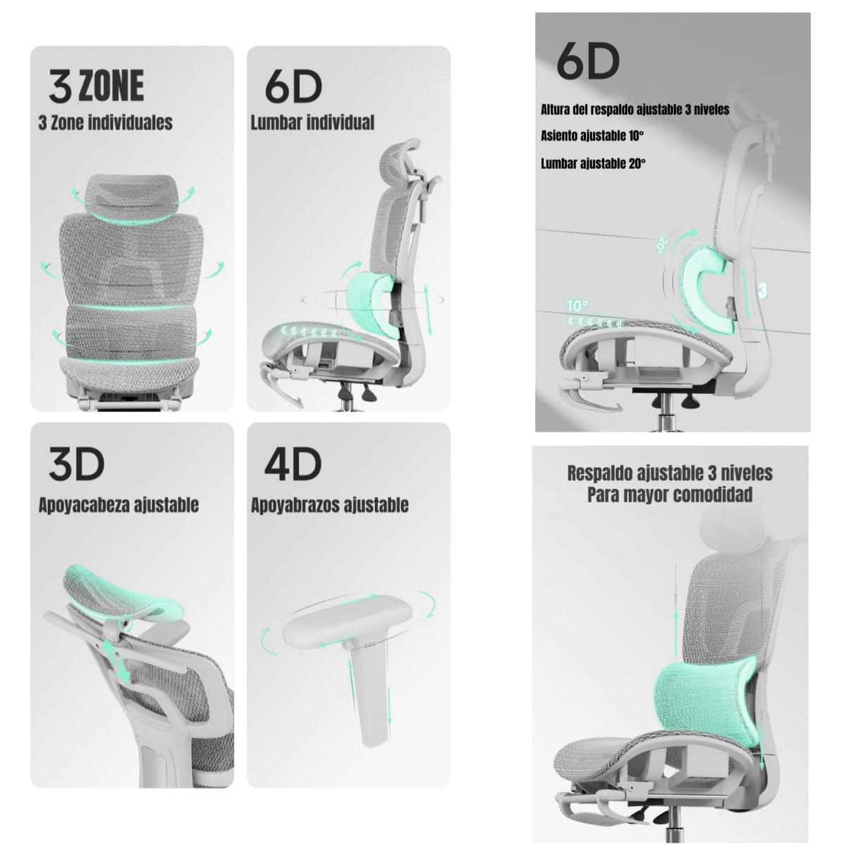 Silla De Escritorio Reclinable E14 Gris By LuBabycas