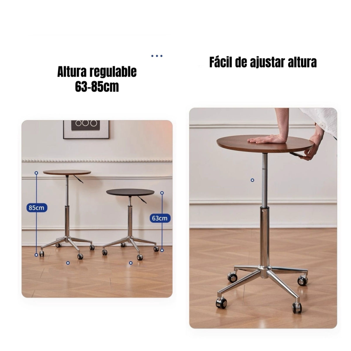 Mesa Lateral Auxiliar Centro Regulable 63-85cm Side Café