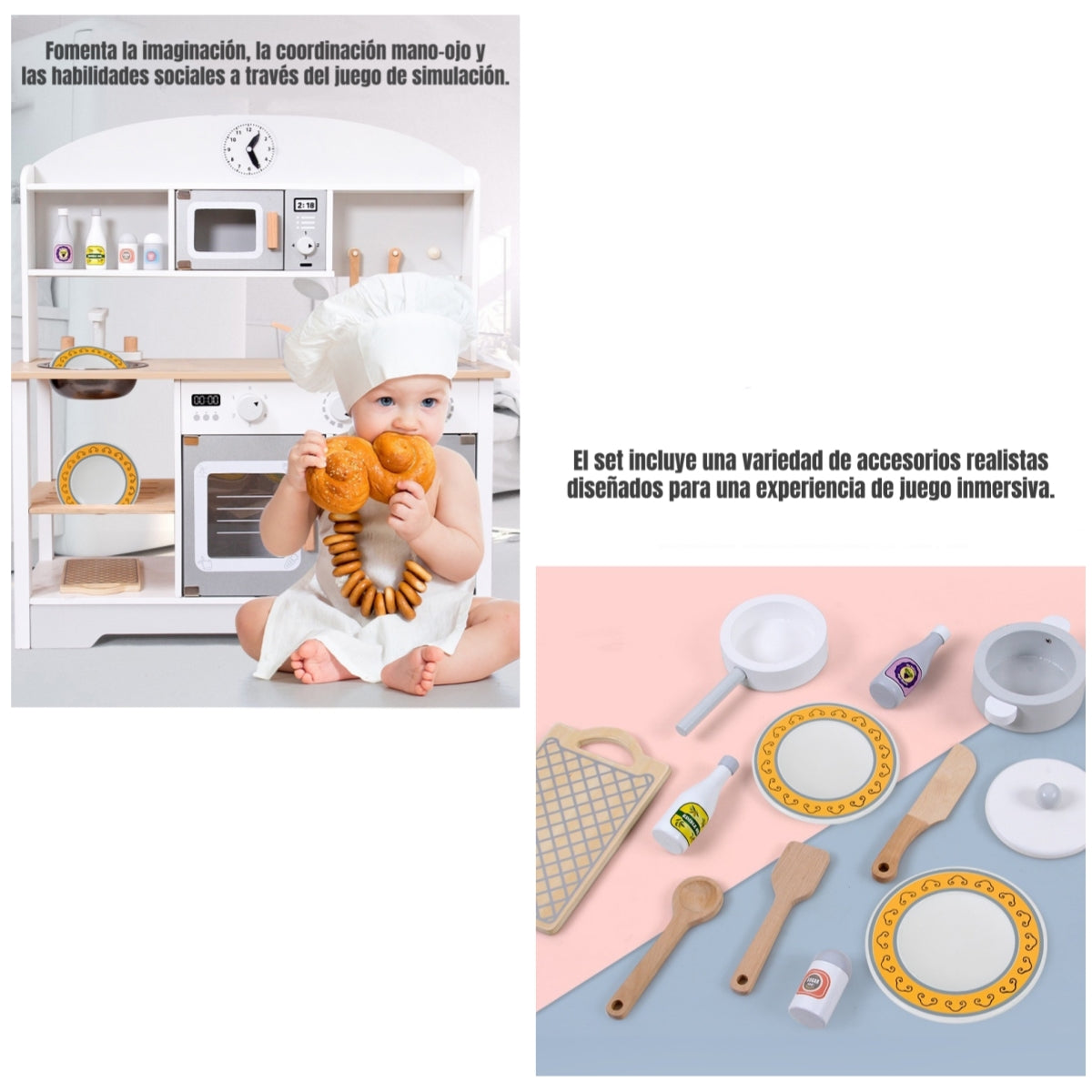 Cocina De Juguete Infantil Niños Madera Chef LuBabycas
