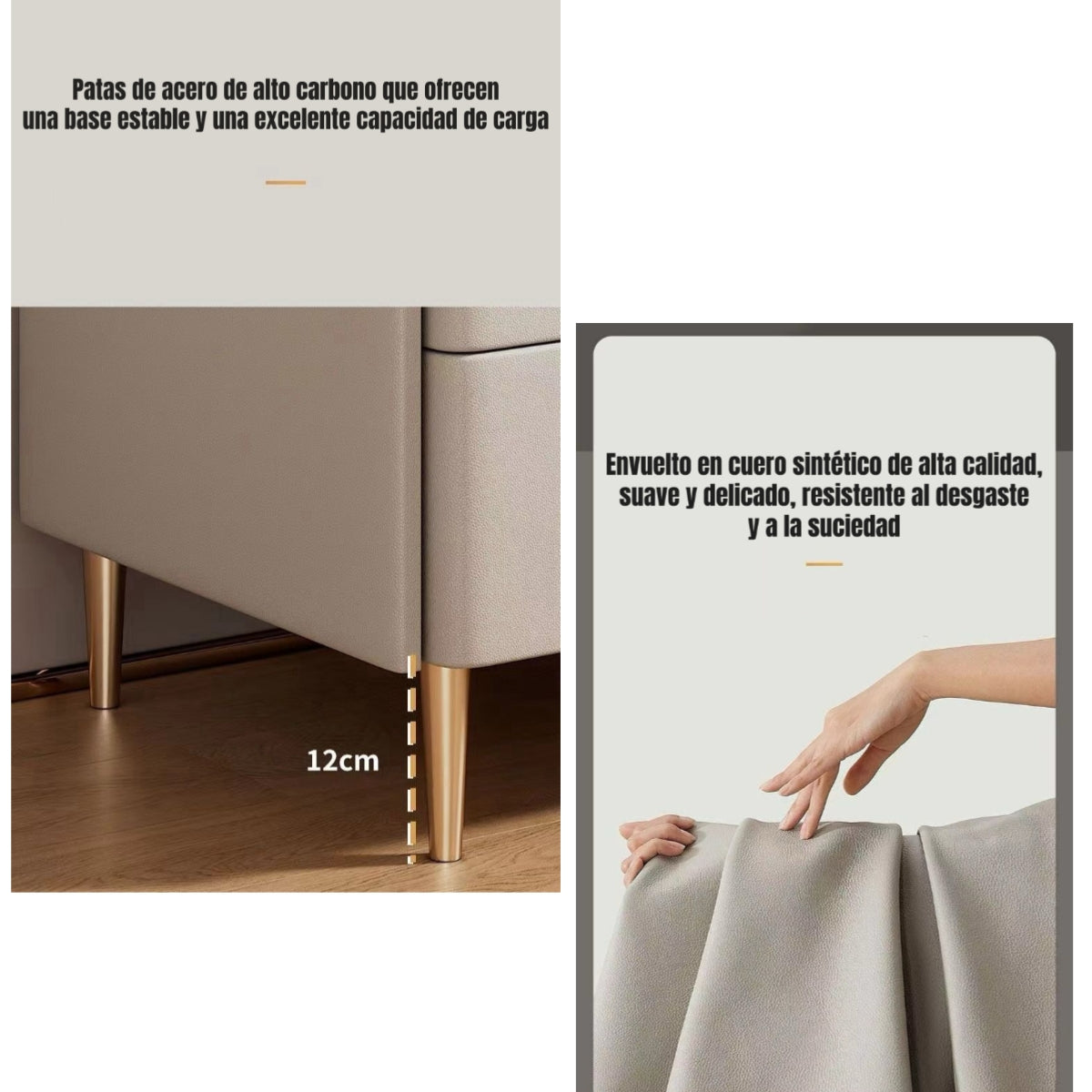 Velador Con Cubierta Pétrea Cuero Sintético Model 3