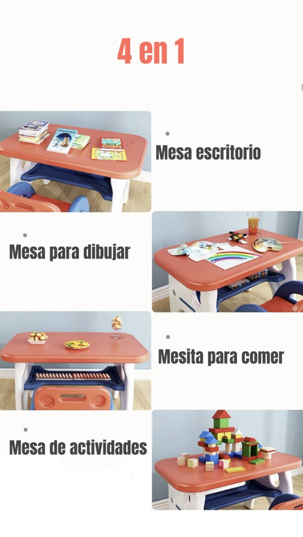 Mesa Con Silla Montessori Para Niños 4 En 1 By LuBabycas