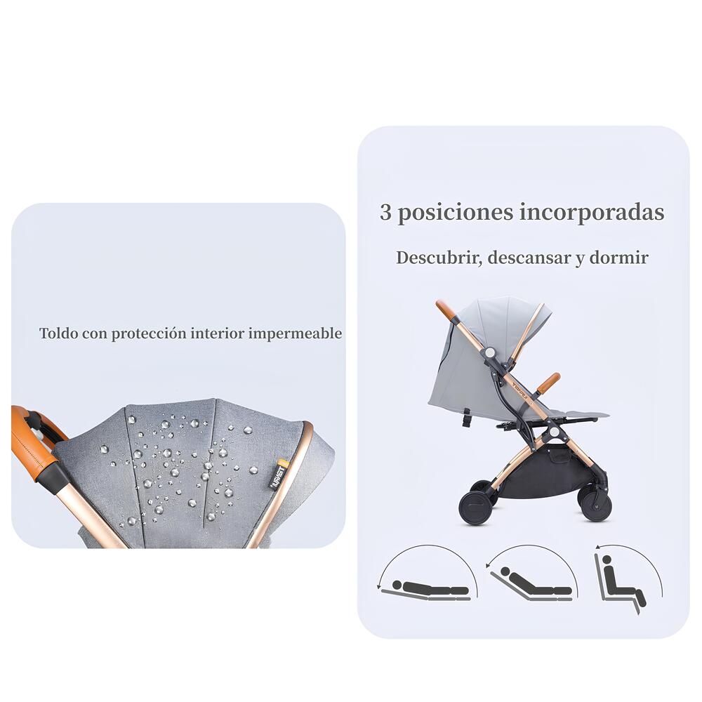 Coche De Paseo Últra Compacto Con Accesorios Gris Lubabycas