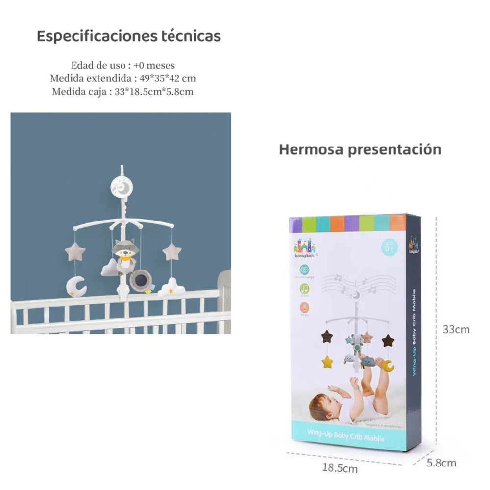 Móvil Musical 360° Con Caja Lubabycas Buho