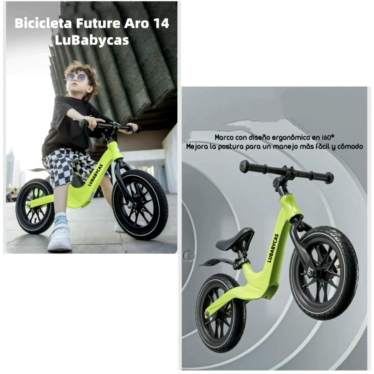 Bicicleta De Equilibrio 3-8 Años Aro 14 Negra LuBabycas