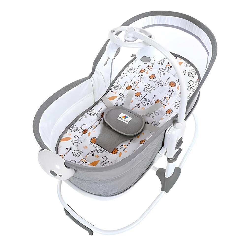 Cuna Moisés Y Columpio Con Vibración 2 En 1 Lubabycas Gris