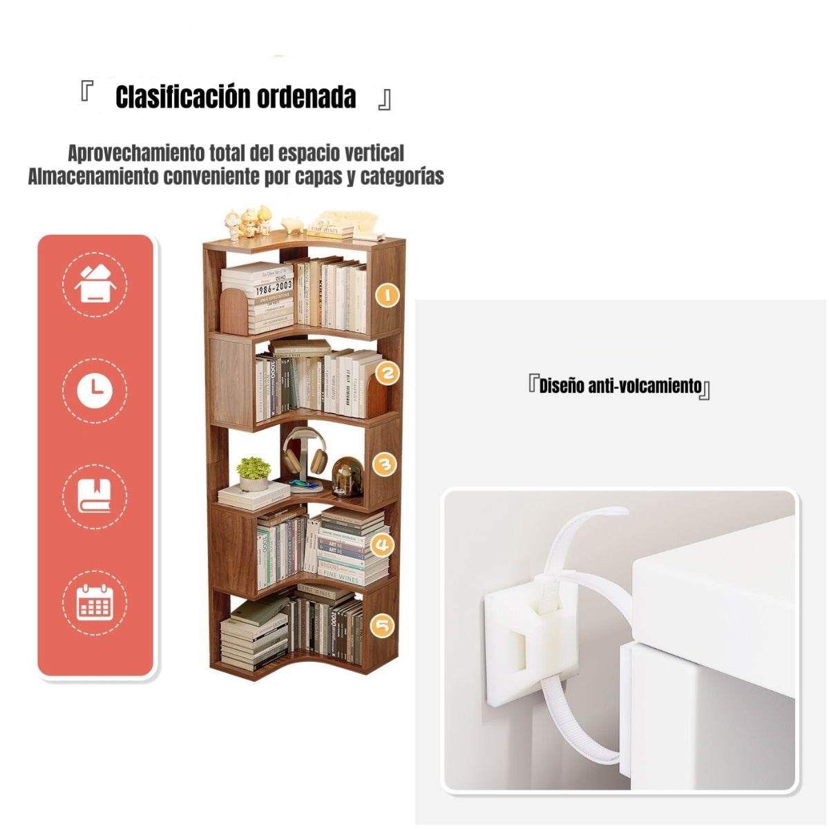 Biblioteca Librero Estantería Blanco 5 Niveles 170cm Ranger
