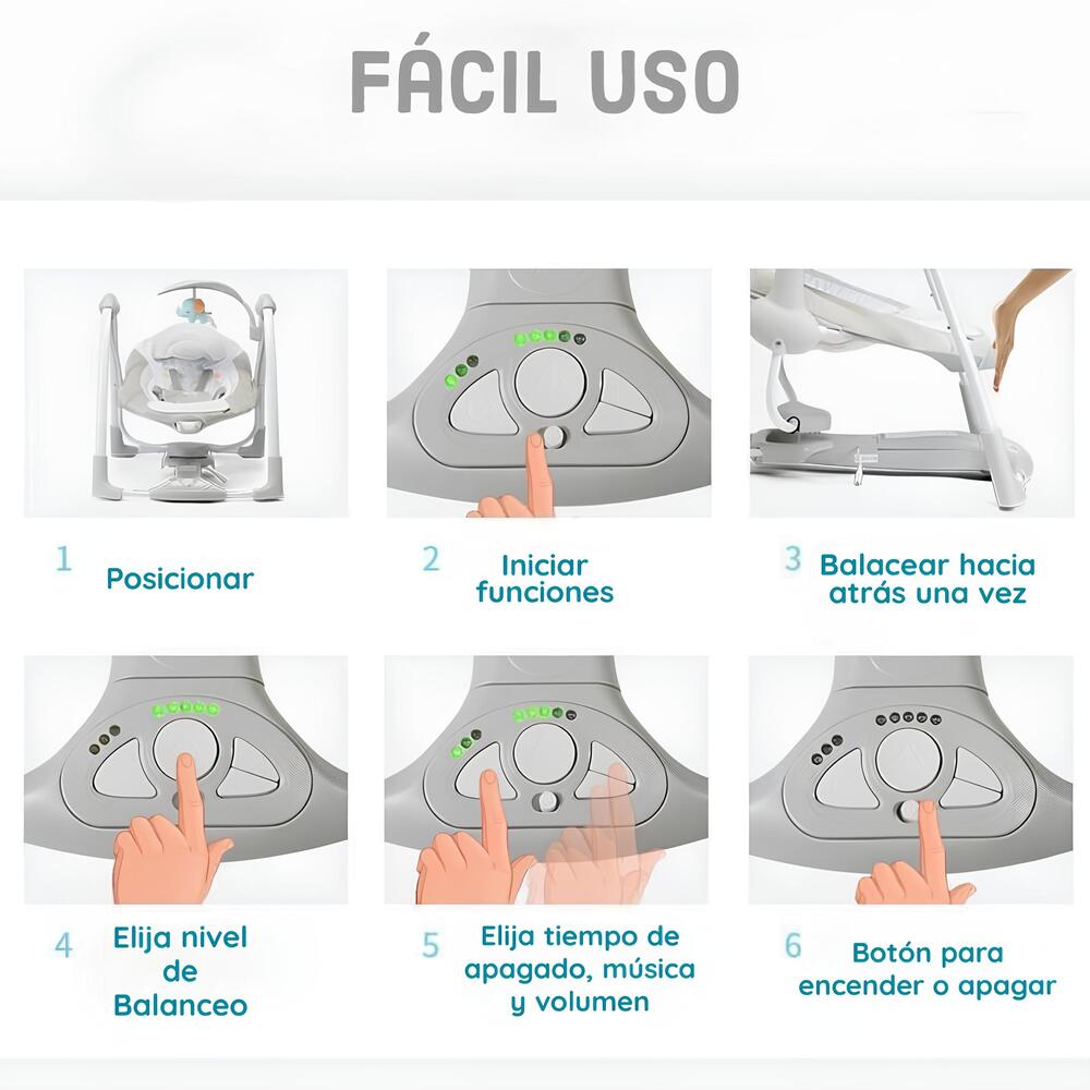 Columpio Mecedora Eléctrico Vibración Ingenuity Lubabycas