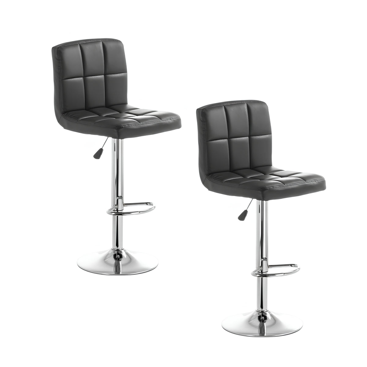 Pack 2 Sillas Piso Bar Negra Altura Regulable Ecocuero YC069