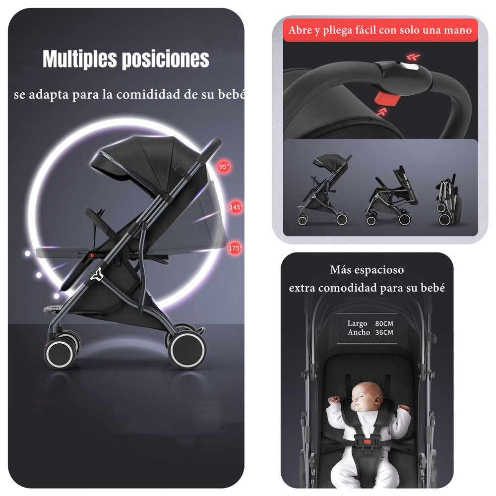 Coche De Paseo Compacto Con Accesorios Lubabycas Rojo