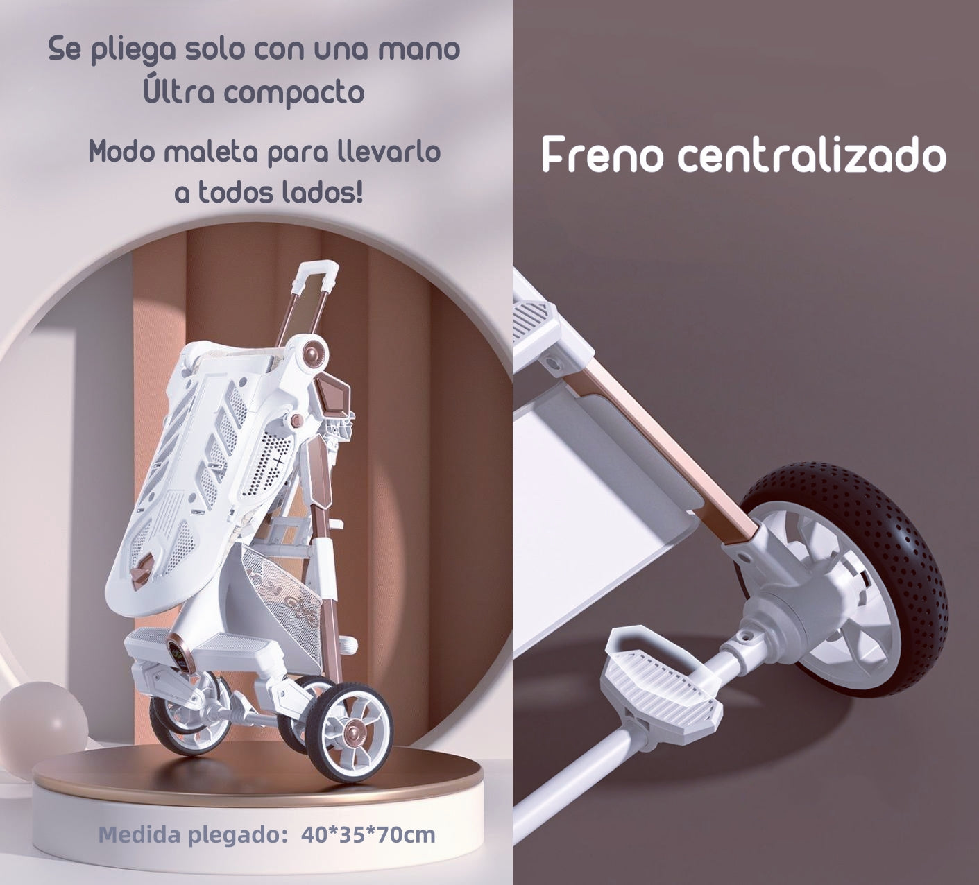 Coche De Paseo 360° Con Mesita Lubabycas Negro