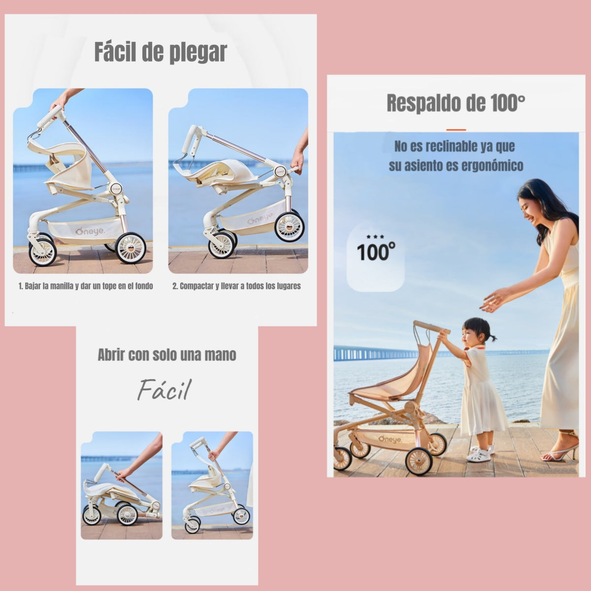 Coche de Paseo Lujoso Últra Slim LuBabycas Negro