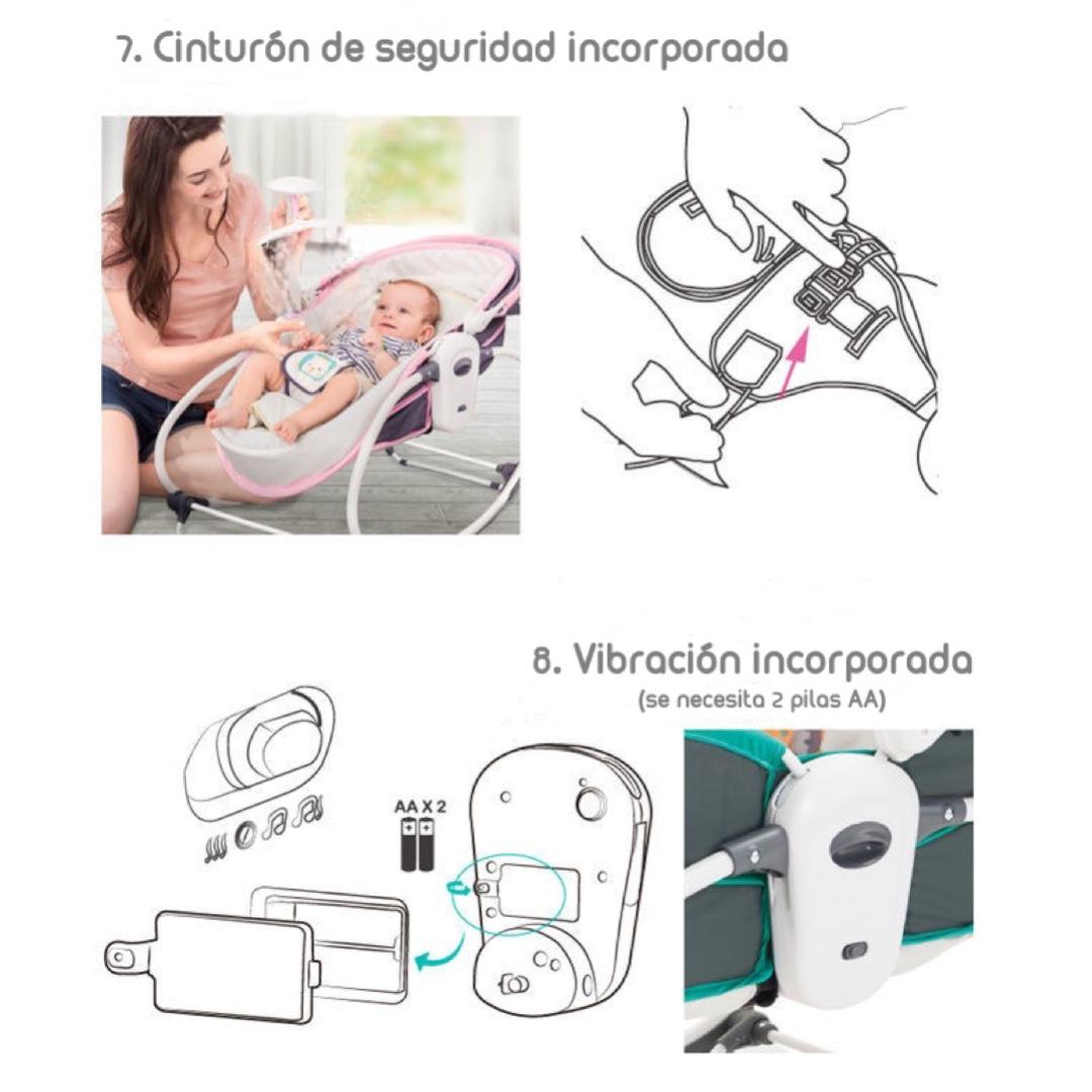 Cuna Moisés 5 En 1 Con Vibración Mosquitero Lubabycas Verde