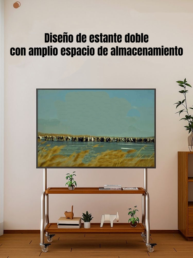 Soporte TV Rack Pedestal 40”-75” Ruedas Doble Almacenamiento