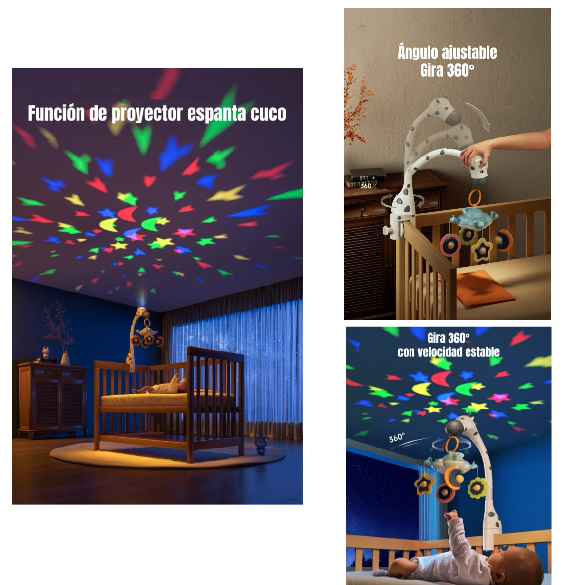 Móvil Y Proyector Luz Espanta Cuco Control TM177 LuBabycas