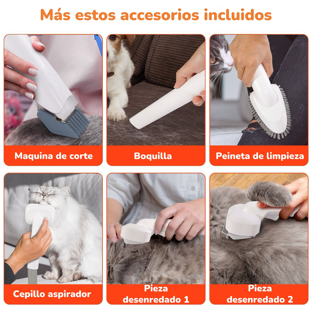 Kit De Aseo Mascotas Aspiradora Cortapelos 2 En 1 Clean