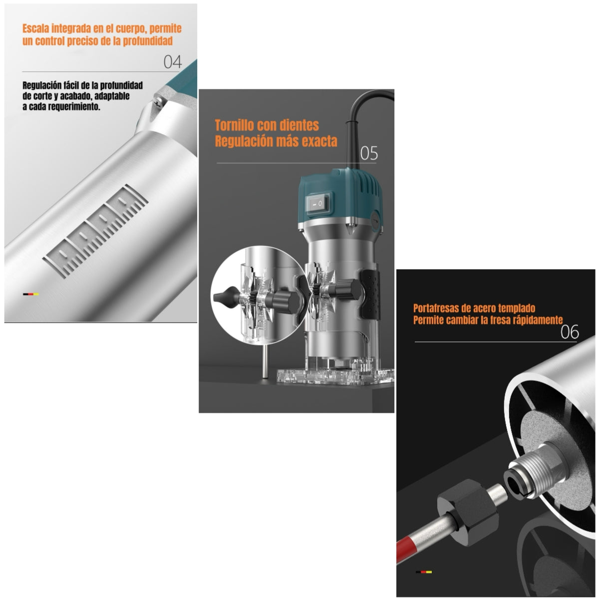 Kit Fresadora Recortadora 800W 6,35mm 15 Fresas Con Caja K01