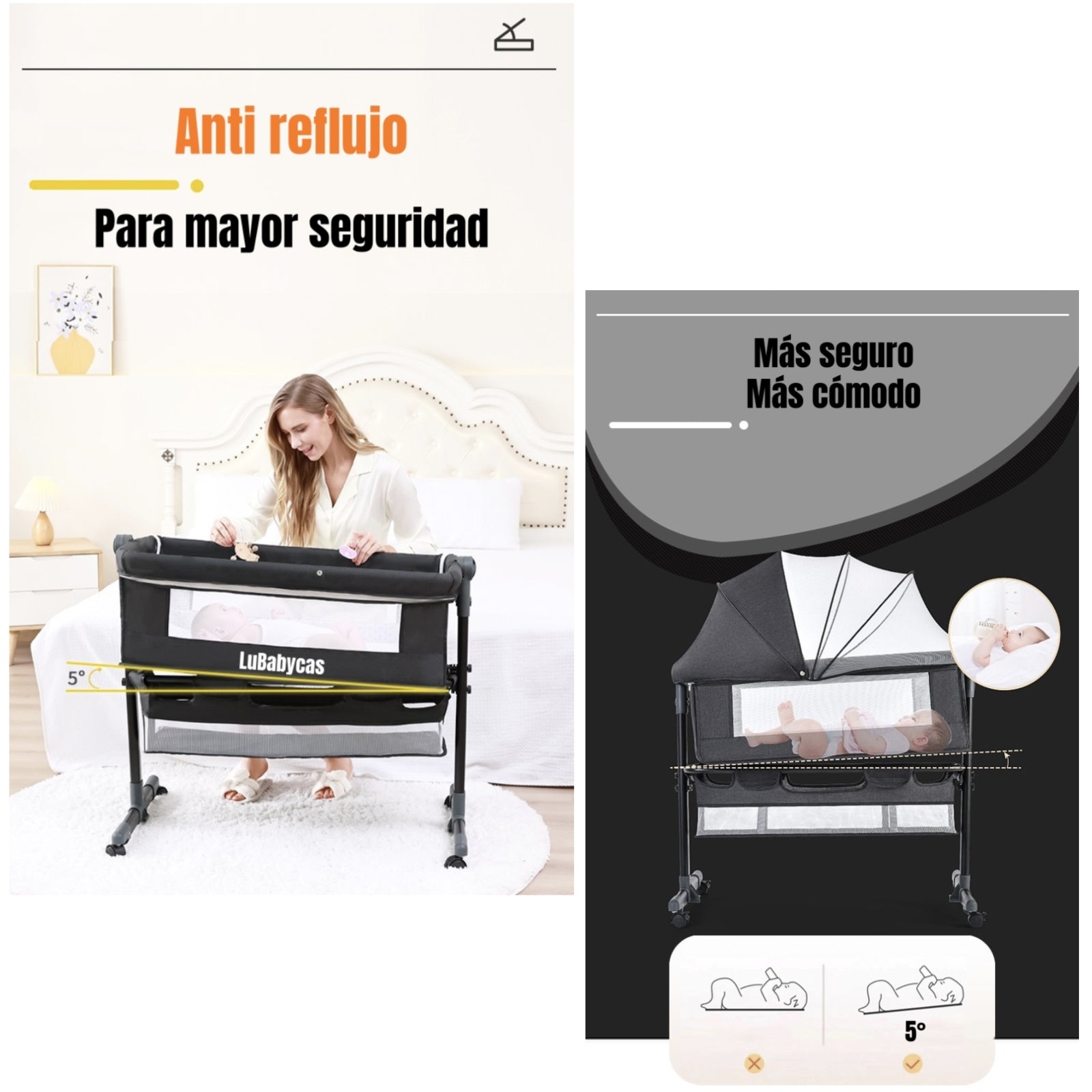 Cuna Colecho One Con Mosquitero Colchón Rosada LuBabycas