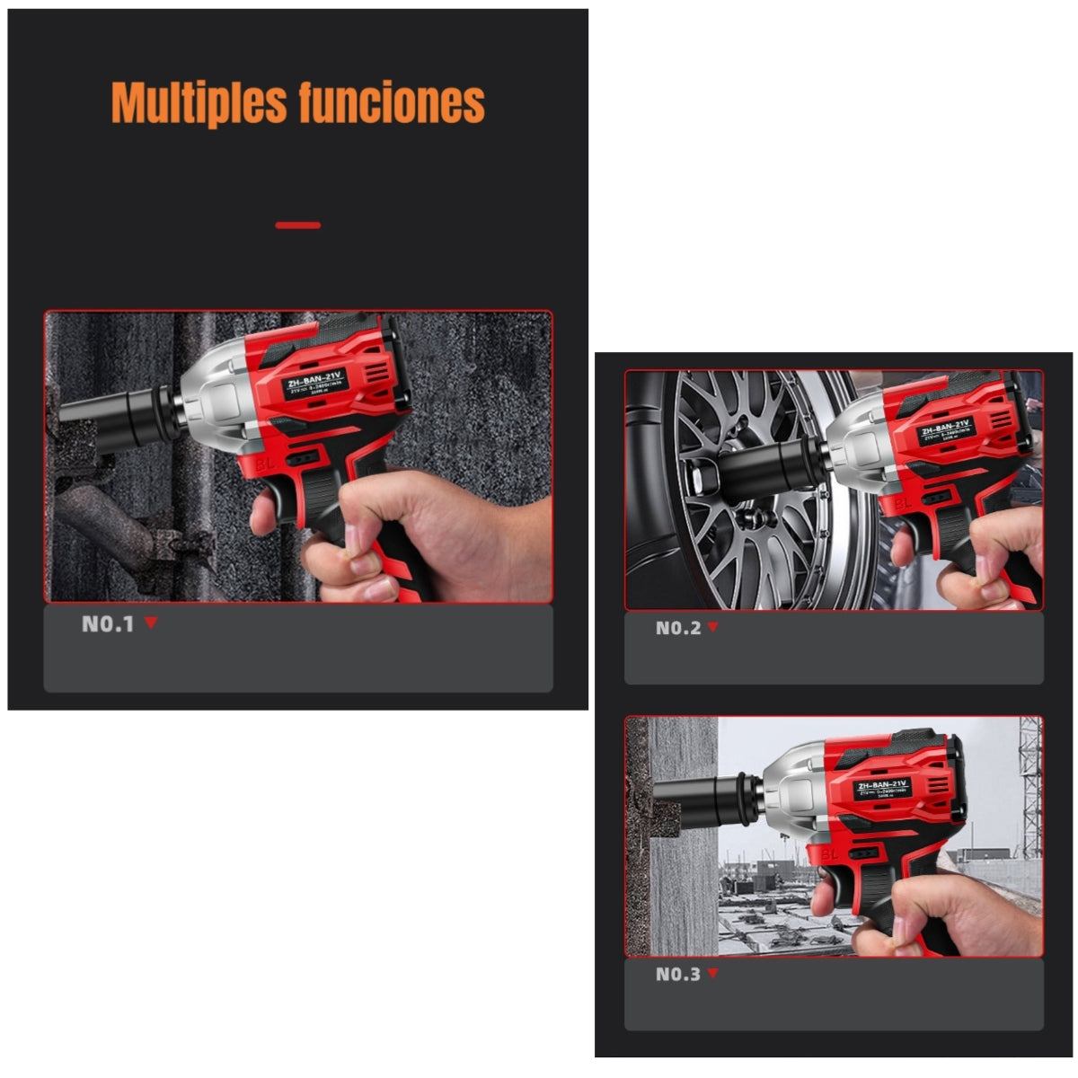 Kit Llave De Impacto Inalámbrica Taladro Pistola 2 Baterías