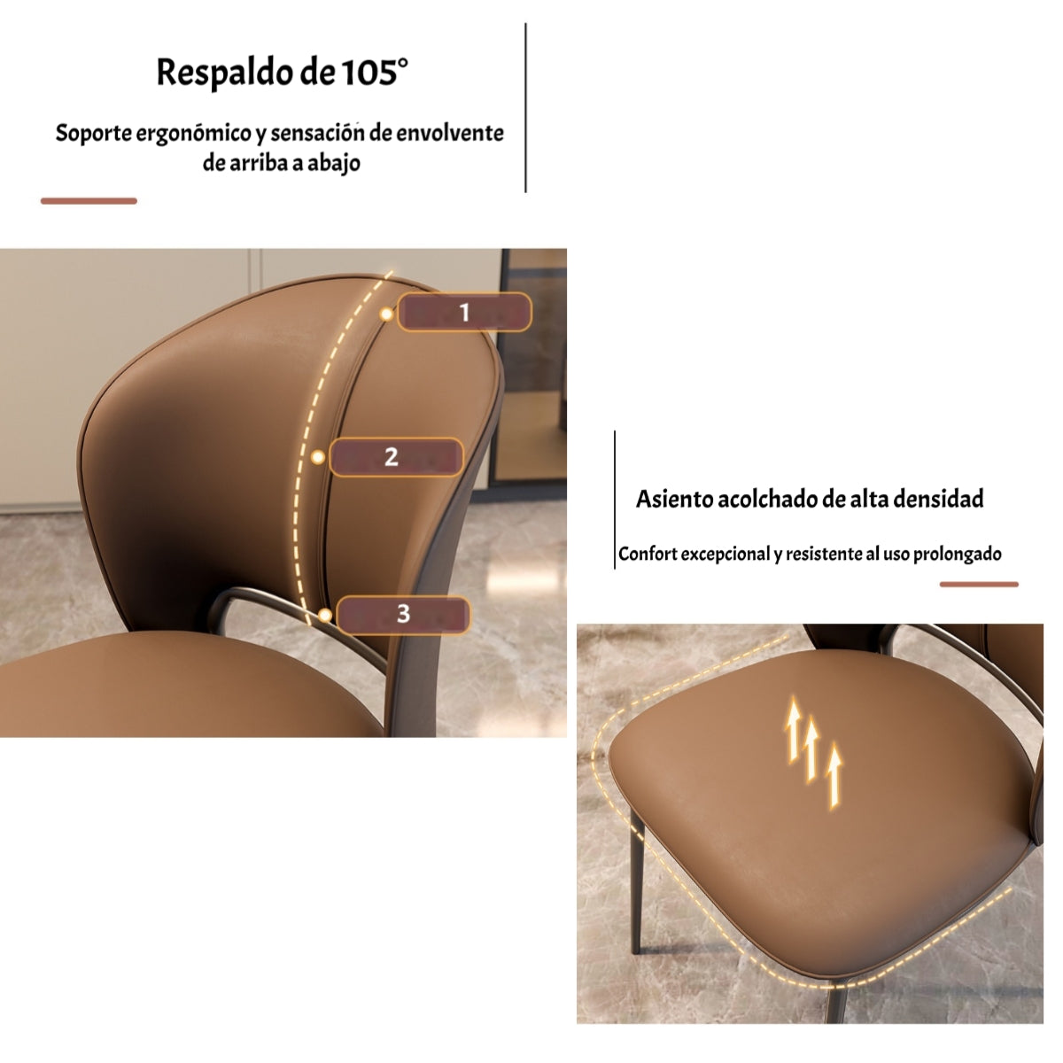 Pack 4 Sillas De Comedor Premium Ecocuero Deli