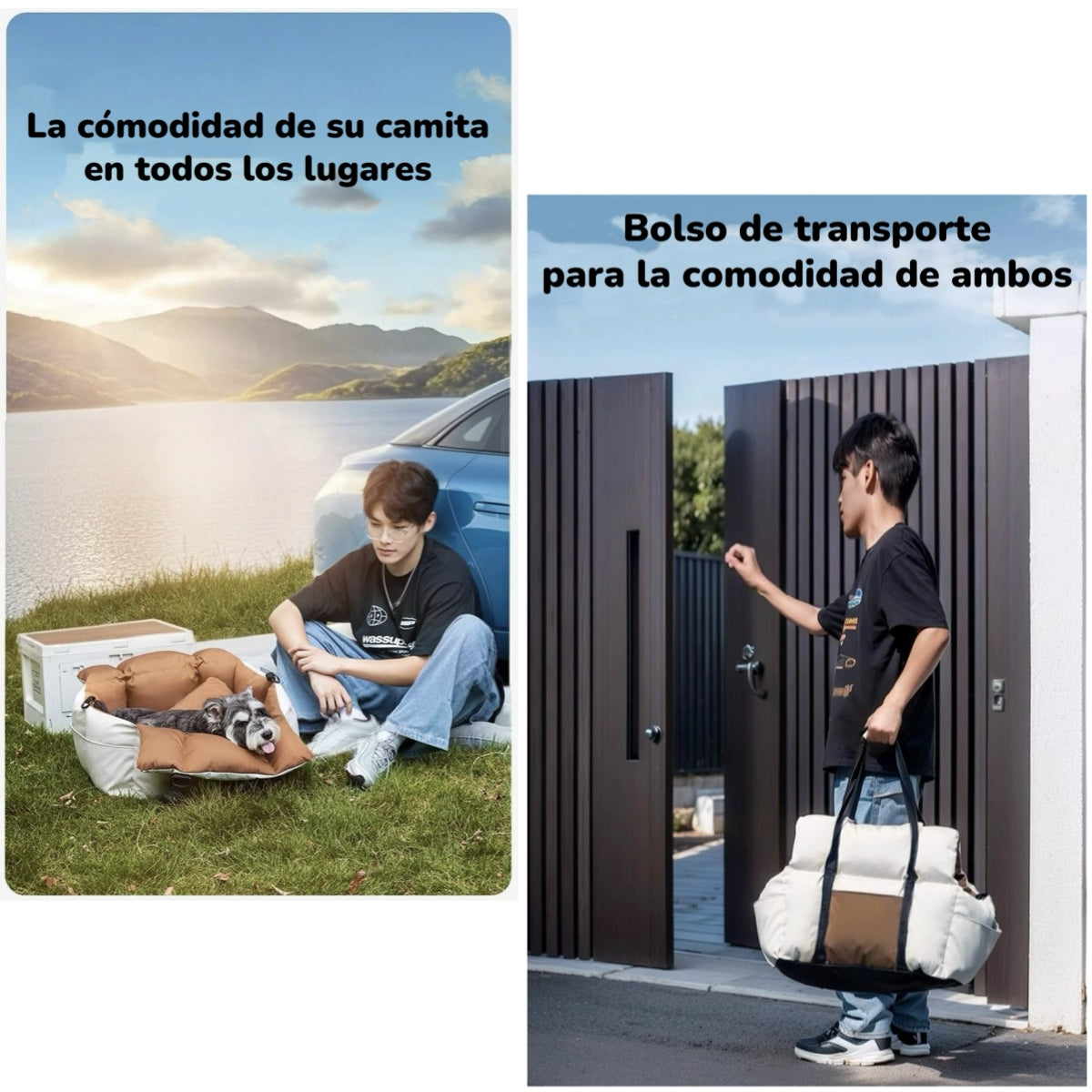 Bolso De Asiento Portatil Transportador 3 En 1 Mascota Auto