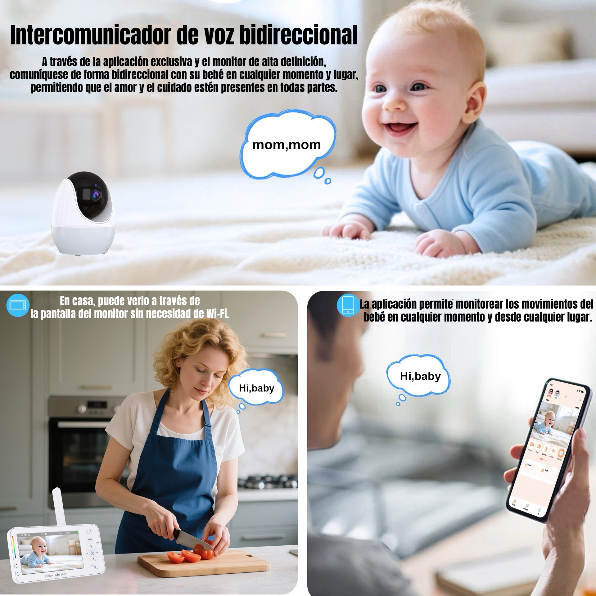 Cámara Monitor LuBabycas Con APP Luz 4,3″1080P ABM206