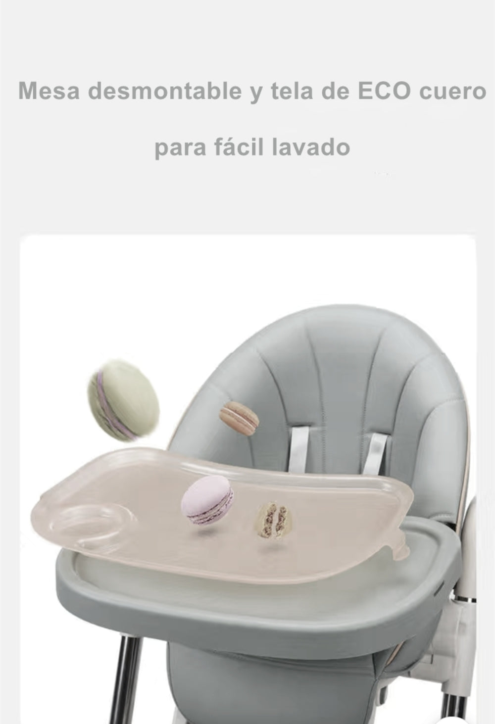 Silla De Comer Lubabycas Plegable Con Ruedas Gris