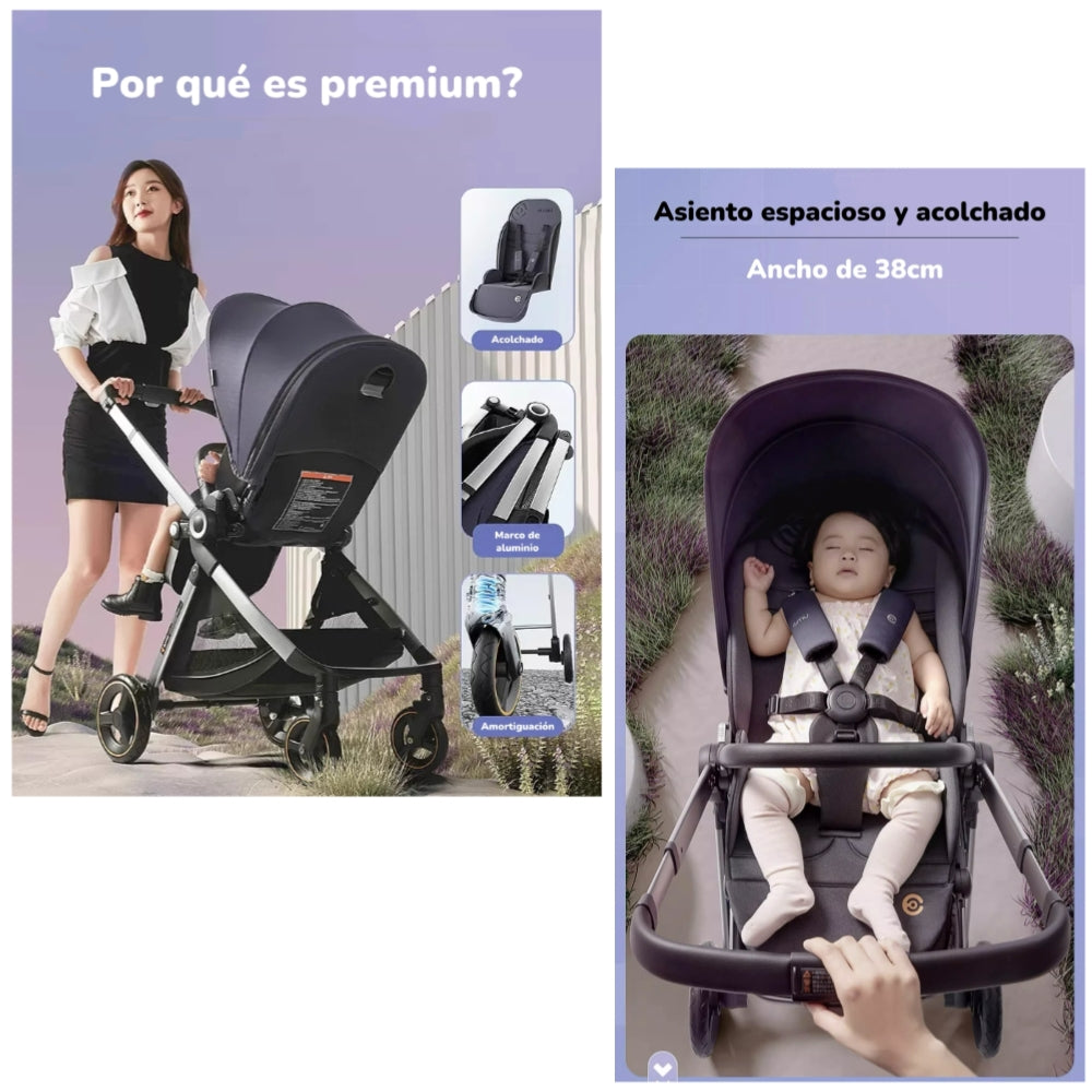 Coche De Paseo De Aluminio 2 Modos EMU Azul LuBabycas