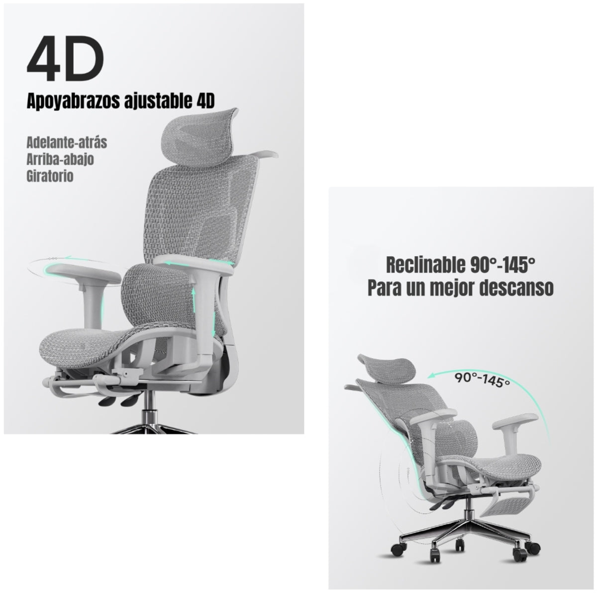 Silla De Escritorio Reclinable E14 Gris By LuBabycas