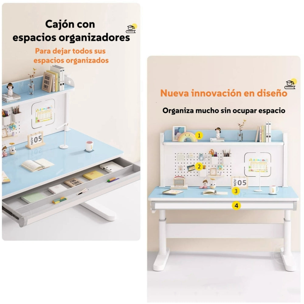 Escritorio Infantil Con Estante Organizador 120cm LuBabycas