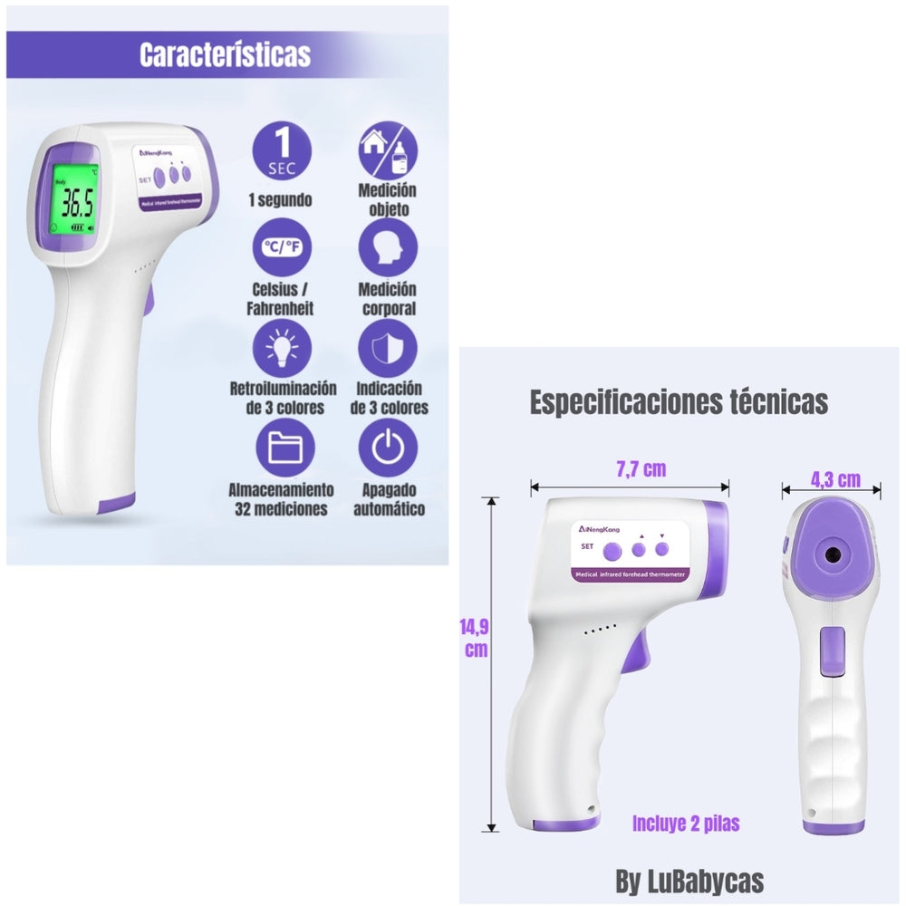 Termómetro Infrarrojo Digital Con Pilas LuBabycas