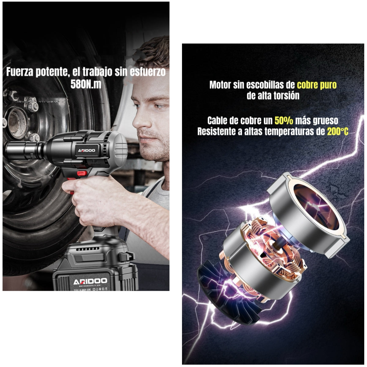 Kit Llave Impacto Inalámbrica Taladro Pistola 2 Baterías D02