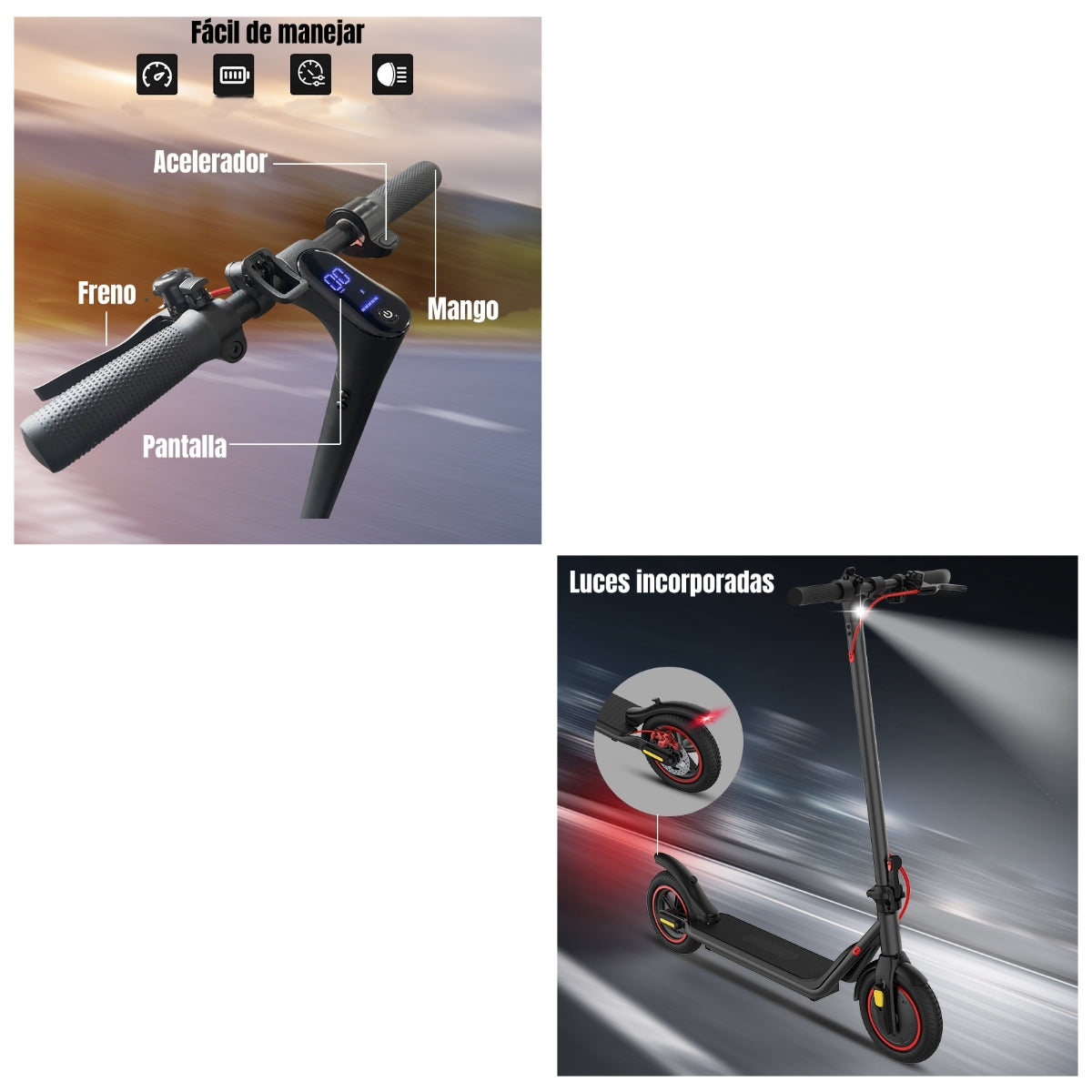 Scooter Adulto Eléctrico 30KM 36V 350W M2 Negro