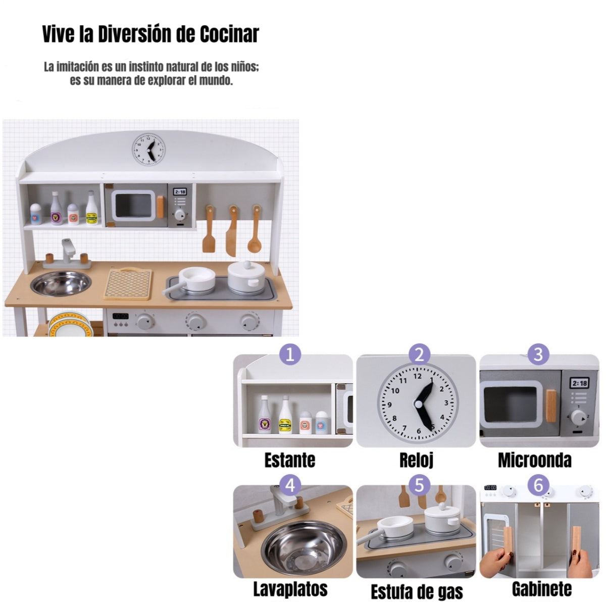 Cocina De Juguete Infantil Niños Madera Chef LuBabycas