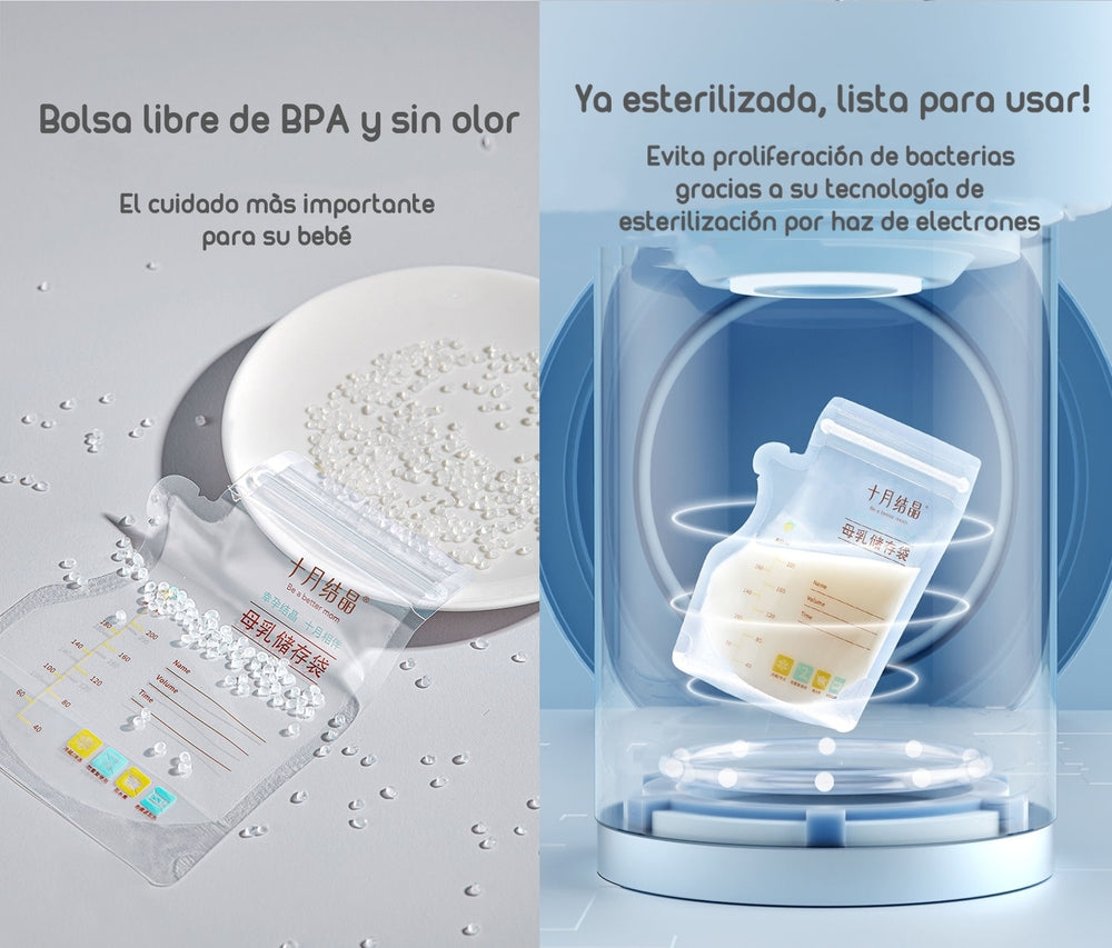 Bolsa Para Leche Maternal 72 Unidades Y 1 Plumón Lubabycas