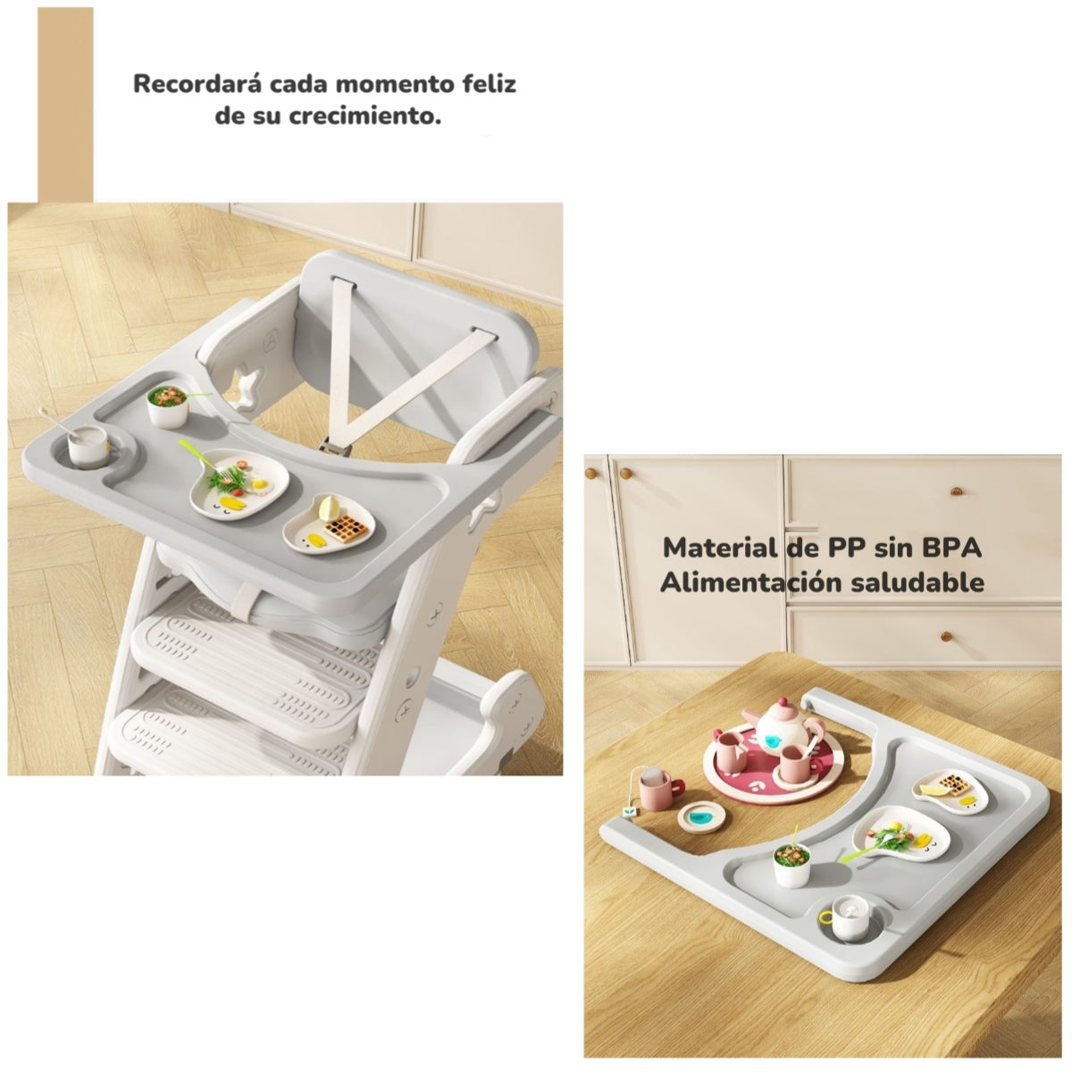 Silla De Comer Multifuncional Growth Gris LuBabycas