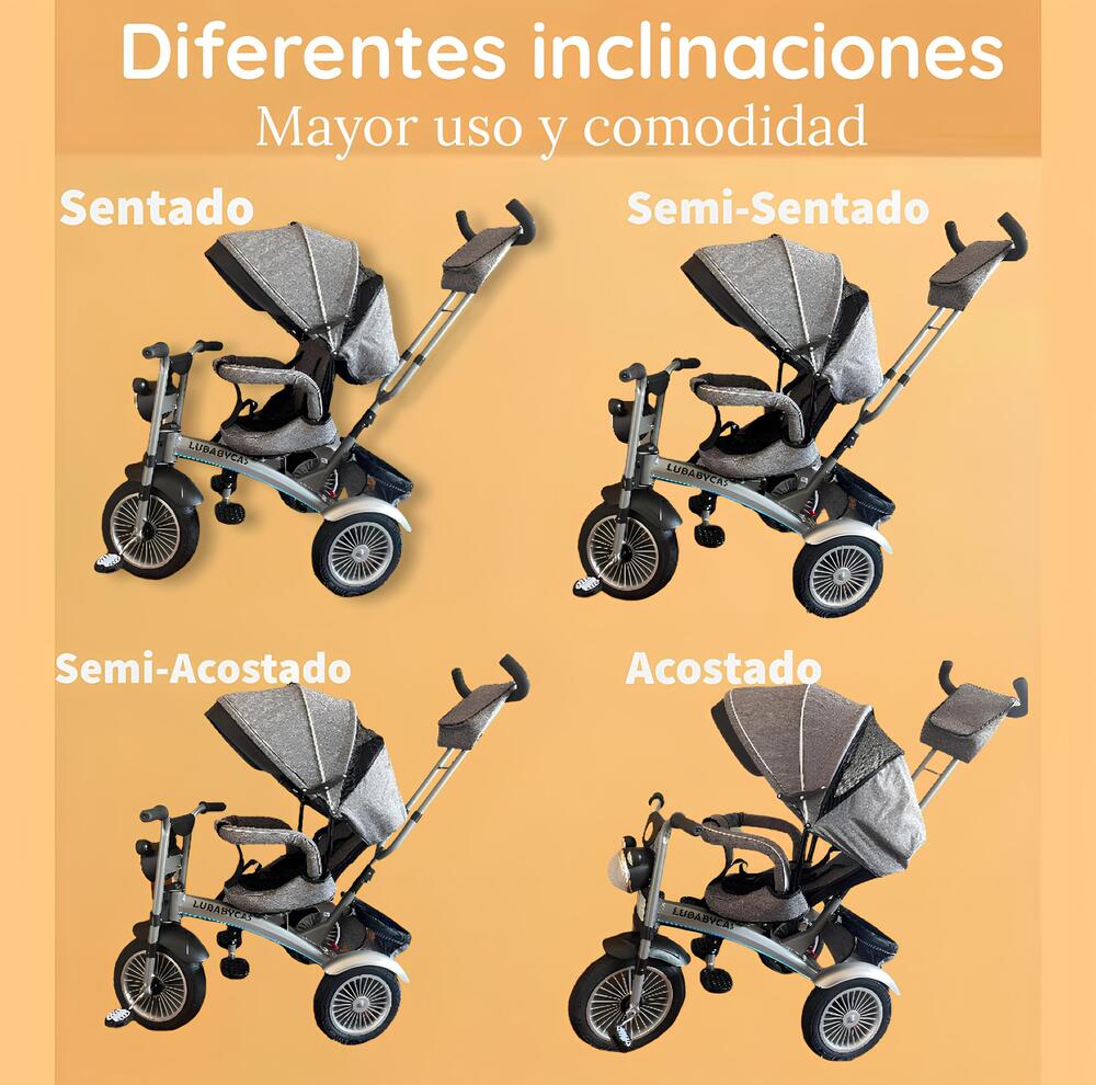 Triciclo Multifuncional 360° Con Foco LuBabycas Rosado