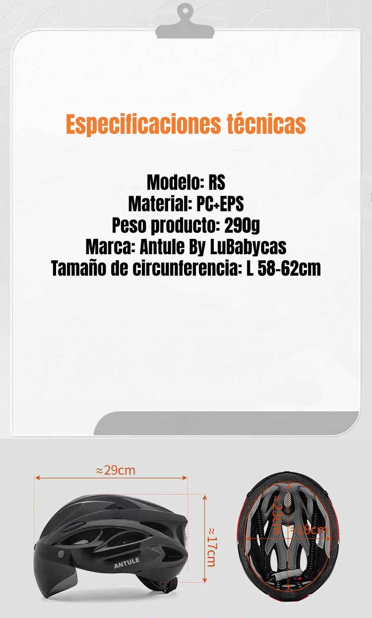 Casco Bicicleta Adulto Con Visera Magnética Negro RS Antule
