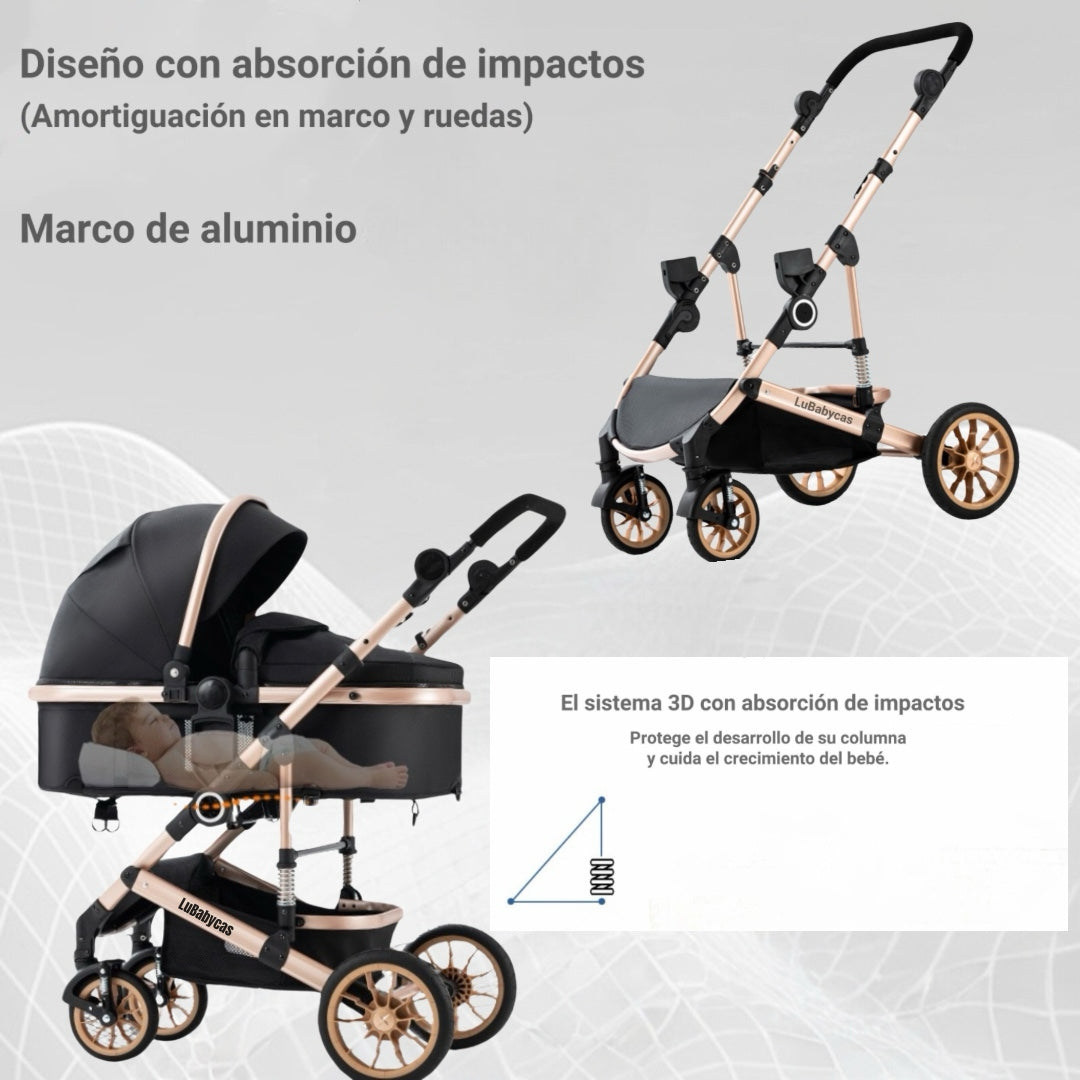 Coche Travel System Con Accesorios Musso Gris LuBabycas