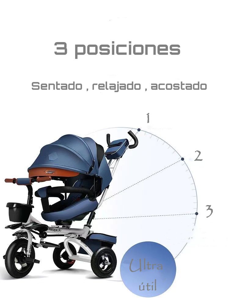 Triciclo Reversible Y Plegable Con Accesorios Gris Lubabycas