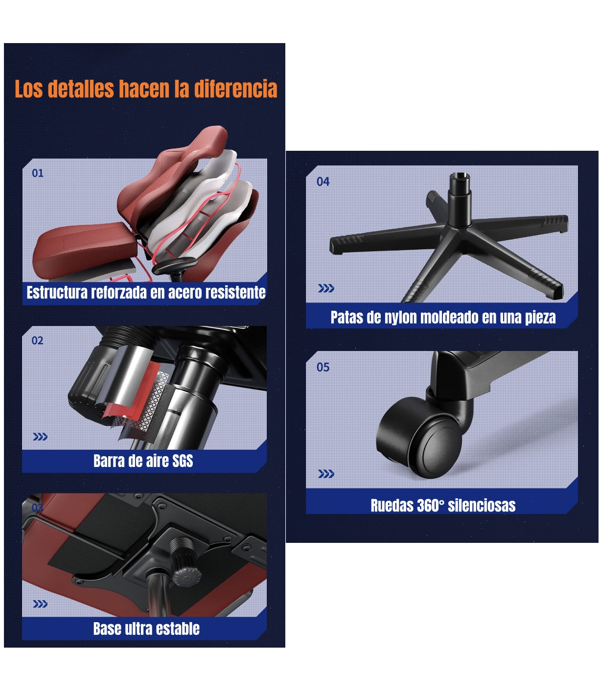 Silla Gamer Premium Reclinable Con Reposapies Power Roja