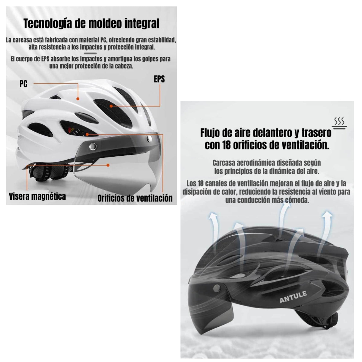 Casco Bicicleta Adulto Con Visera Magnética Negro RS Antule