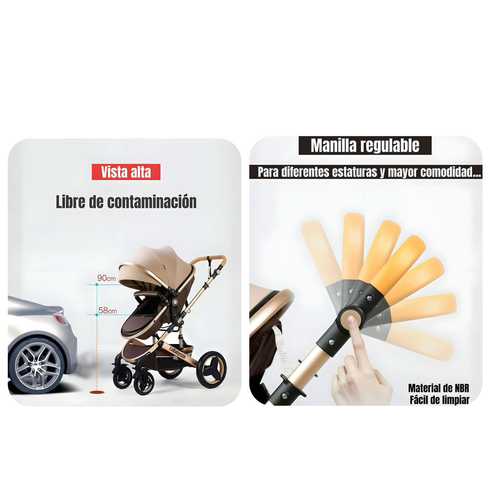 Coche Travel System Con Accesorios Café LuBabycas