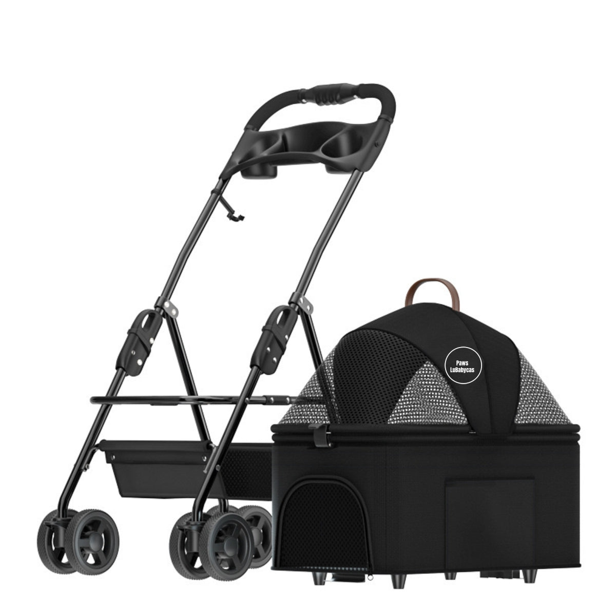 Coche Plegable 2 En 1 Para Mascotas LuBabycas Negro