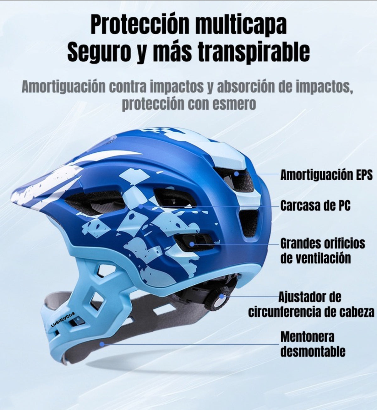 Casco Integral Infantil Niños 2 En 1 Ajustable GT LuBabycas