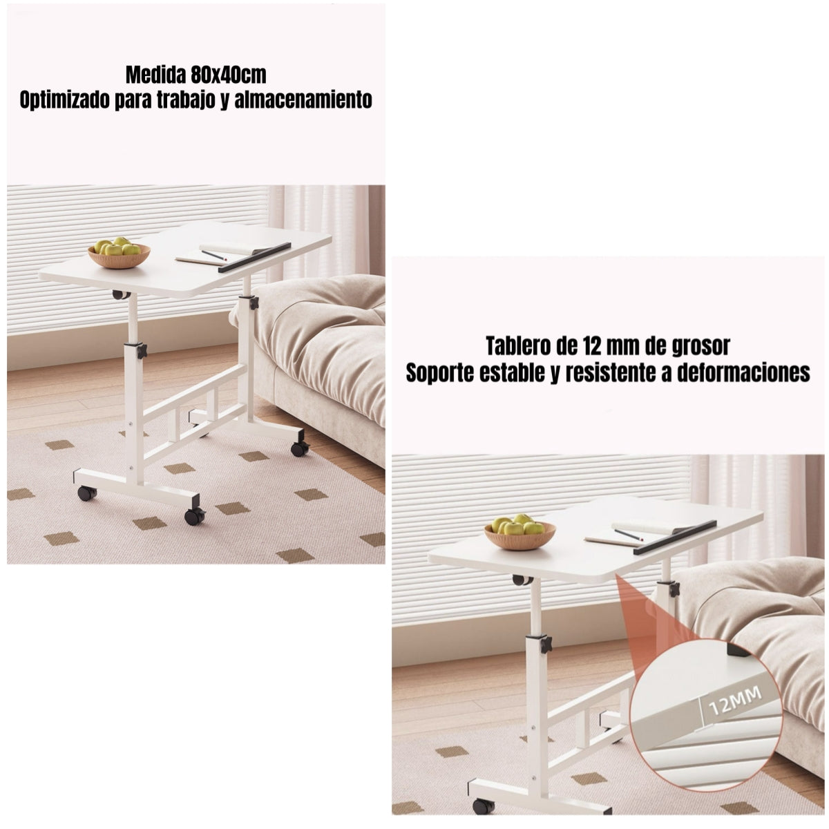 Escritorio Plegable Hatch 80x40cm Con Barrera Antideslizante